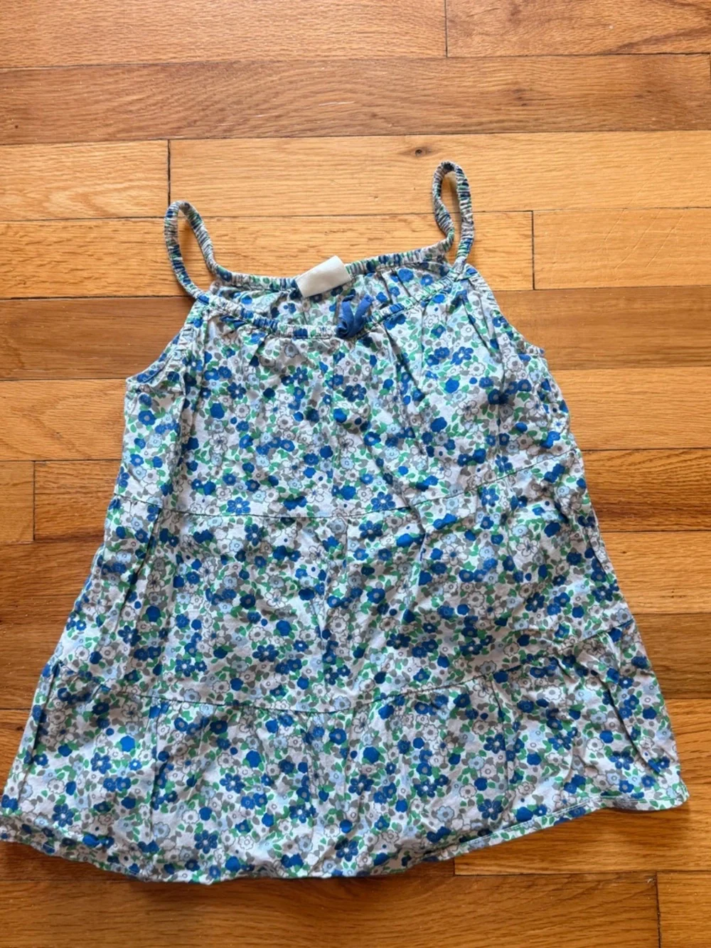 Mini Boden Blue and Green Floral Cotton Sundress